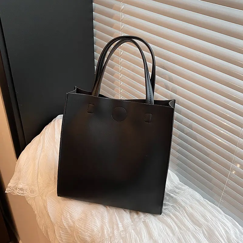 White Satchel Tote Bag with Magnetic Buckle for Women - Image 5
