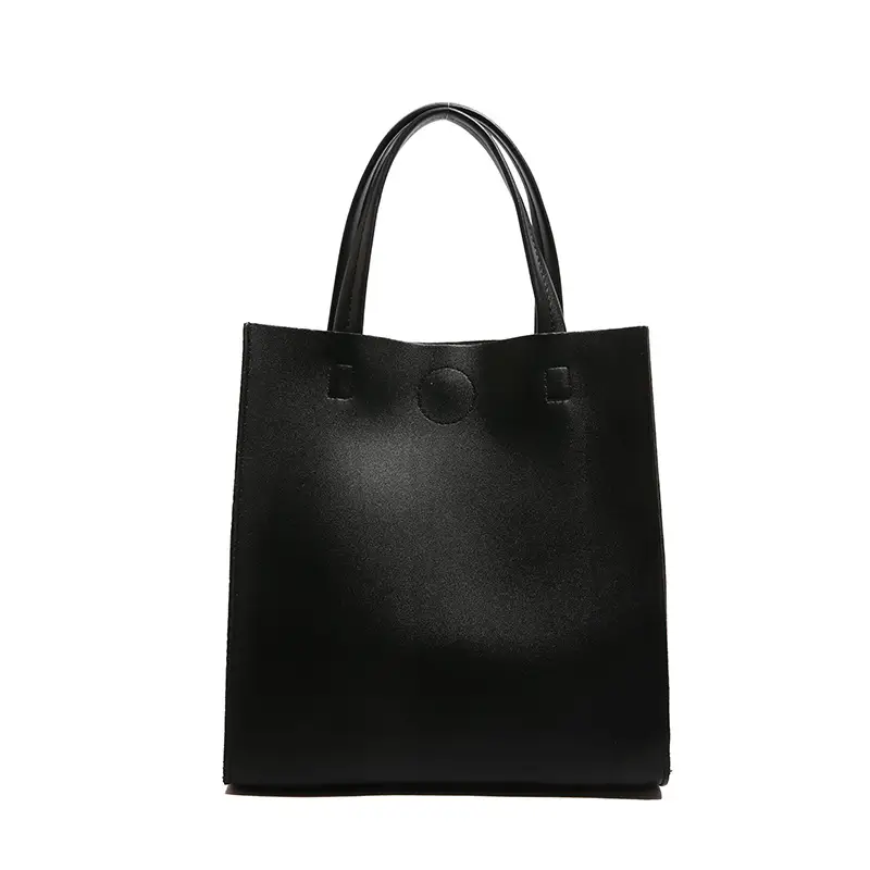 White Satchel Tote Bag with Magnetic Buckle for Women - Image 8