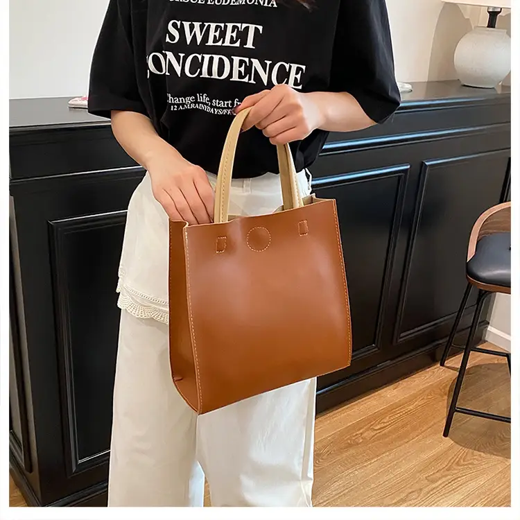 White Satchel Tote Bag with Magnetic Buckle for Women — feature 13