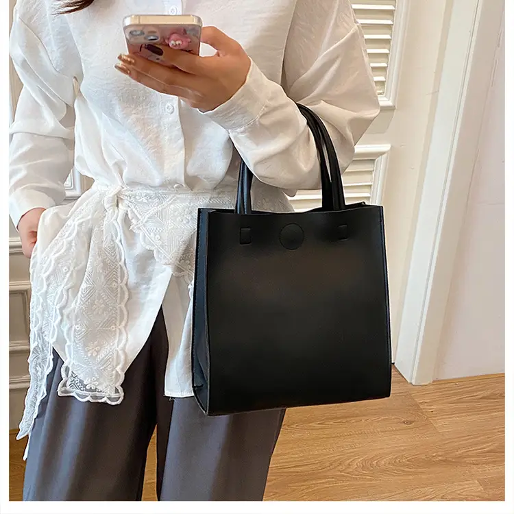 White Satchel Tote Bag with Magnetic Buckle for Women — feature 18