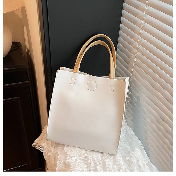 White Satchel Tote Bag with Magnetic Buckle for Women — feature 22