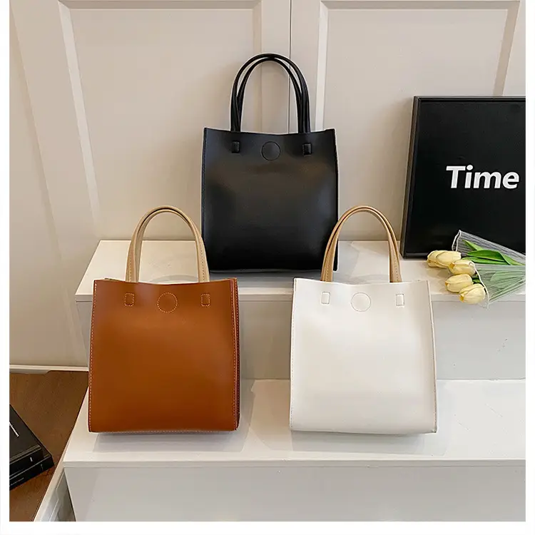 White Satchel Tote Bag with Magnetic Buckle for Women — feature 24