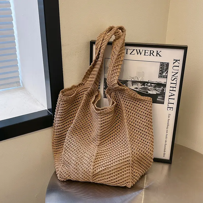 Wool Knitted Cut Out Tote Bag for Women - Image 3