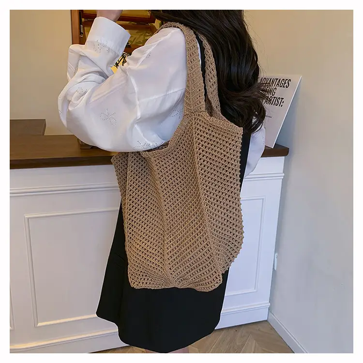 Wool Knitted Cut Out Tote Bag for Women — feature 14