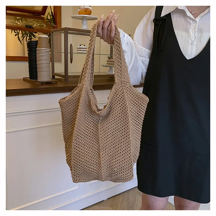Wool Knitted Cut Out Tote Bag for Women — feature 15