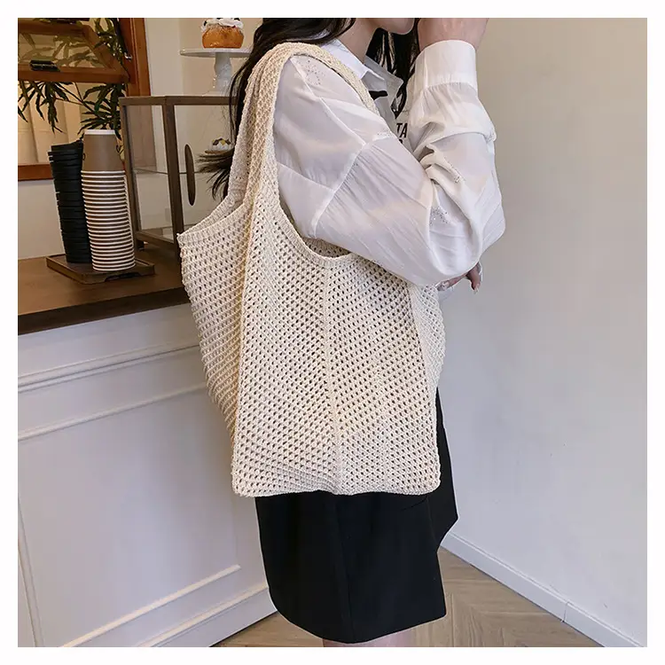 Wool Knitted Cut Out Tote Bag for Women — feature 17