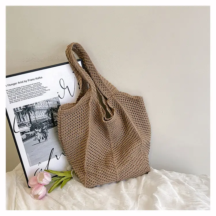 Wool Knitted Cut Out Tote Bag for Women - Image 2