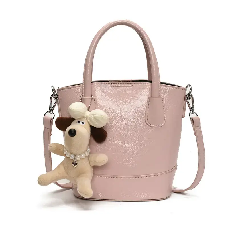 Women's Korean Style Bucket Bag with Cute Doll Decor - Image 4
