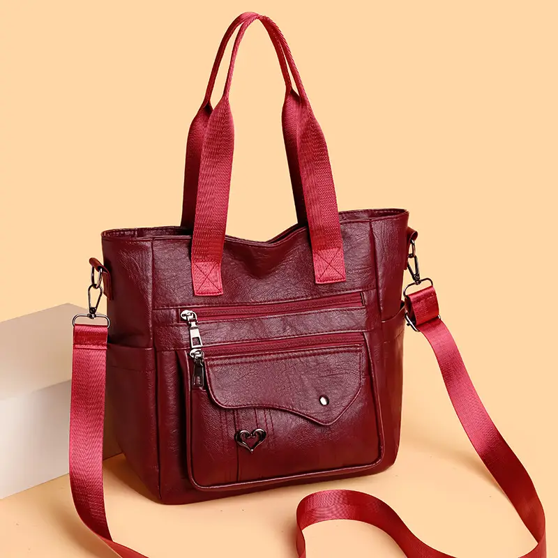 Retro Women's Leather Shoulder Bag Large Capacity Brown - Image 8