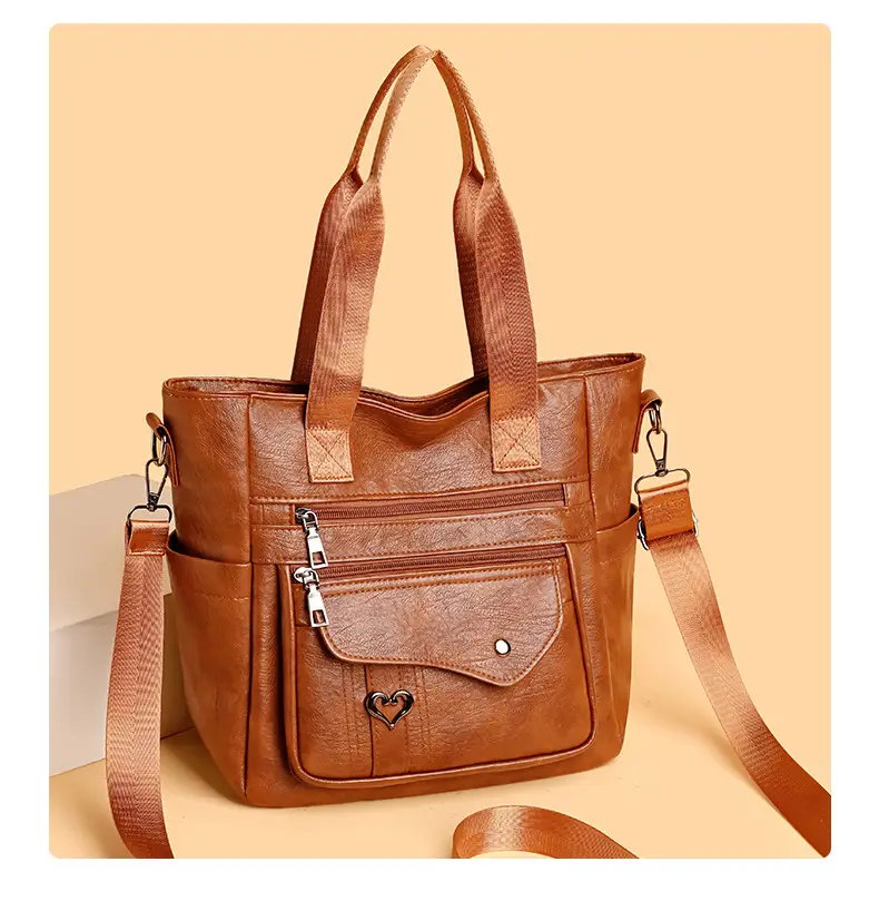Retro Women's Leather Shoulder Bag Large Capacity Brown — feature 13