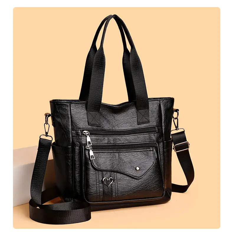 Retro Women's Leather Shoulder Bag Large Capacity Brown — feature 15