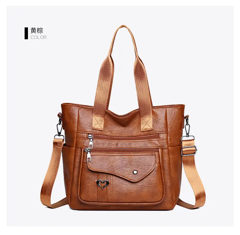 Retro Women's Leather Shoulder Bag Large Capacity Brown — feature 26