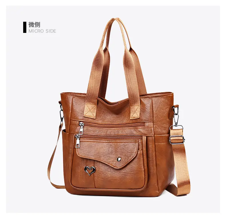 Retro Women's Leather Shoulder Bag Large Capacity Brown — feature 28