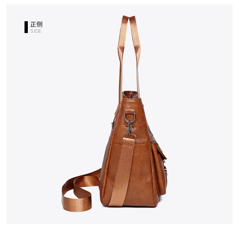 Retro Women's Leather Shoulder Bag Large Capacity Brown — feature 29