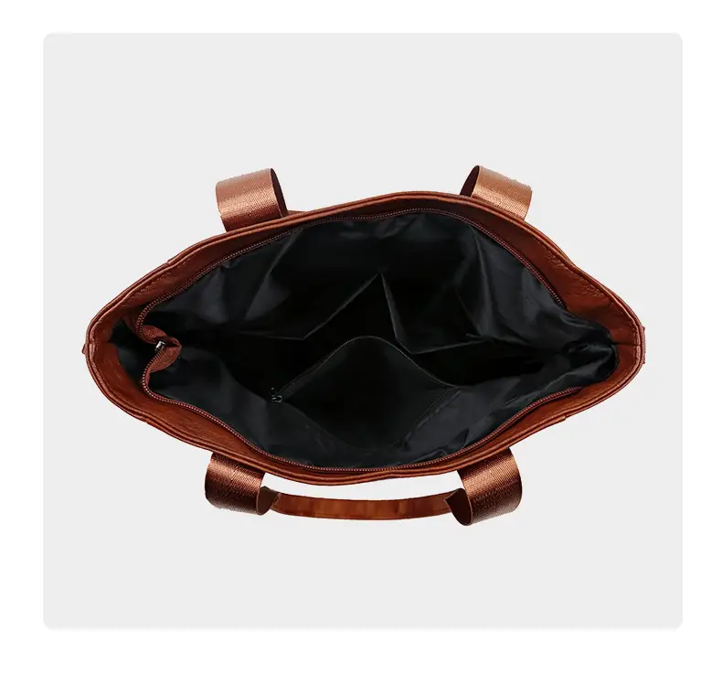 Retro Women's Leather Shoulder Bag Large Capacity Brown — feature 8