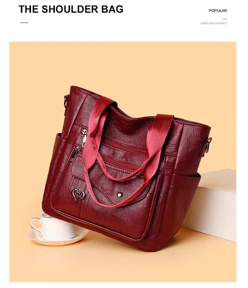 Retro Women's Leather Shoulder Bag Large Capacity Brown — feature 9