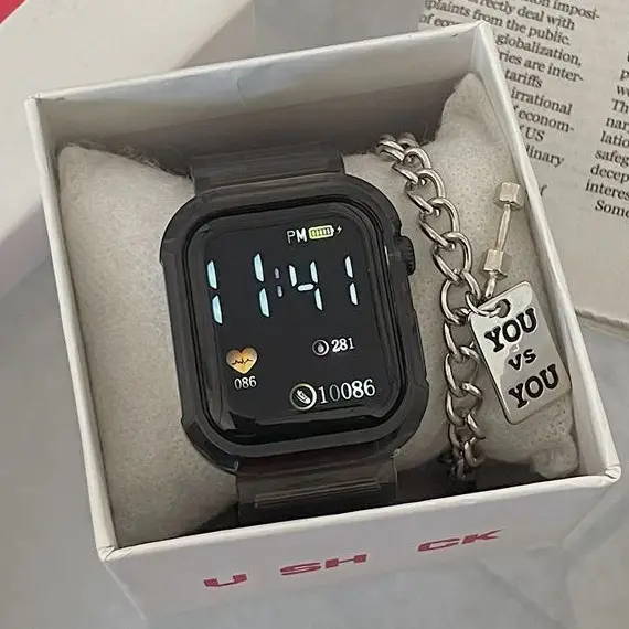 Transparent Digital Watch for Women Blue Unicorn Design