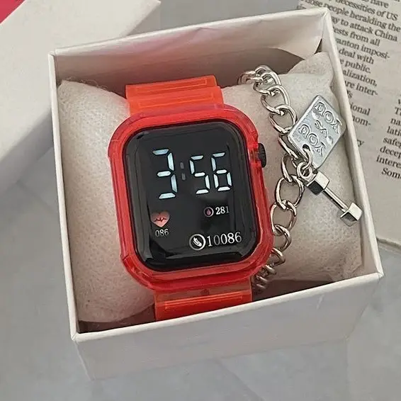 Transparent Digital Watch for Women Blue Unicorn Design