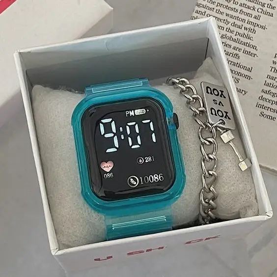 Transparent Digital Watch for Women Blue Unicorn Design — feature 10