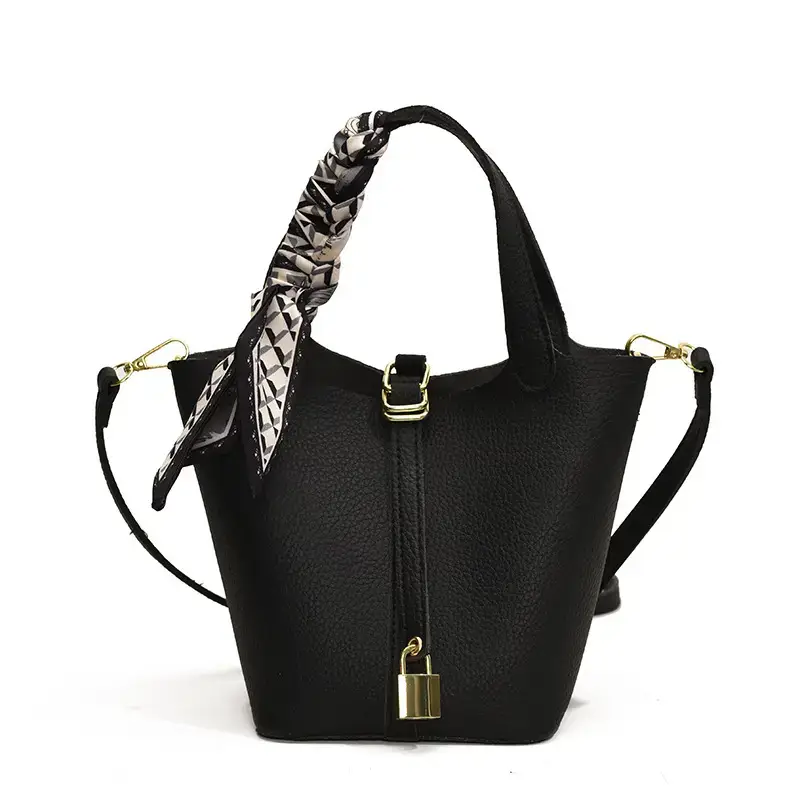 Korean Style Brown Leather Bucket Bag 2025 New - Image 11