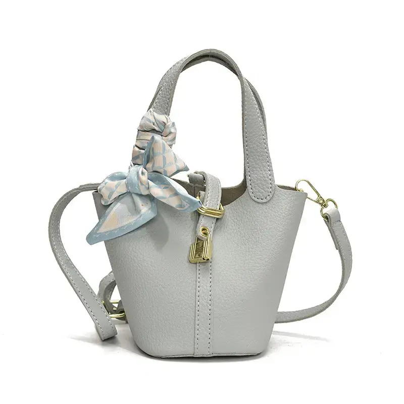 Korean Style Brown Leather Bucket Bag 2025 New - Image 2
