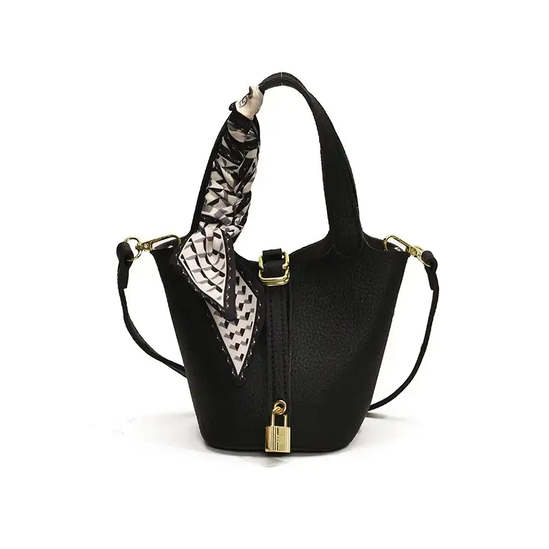 Korean Style Brown Leather Bucket Bag 2025 New - Image 4