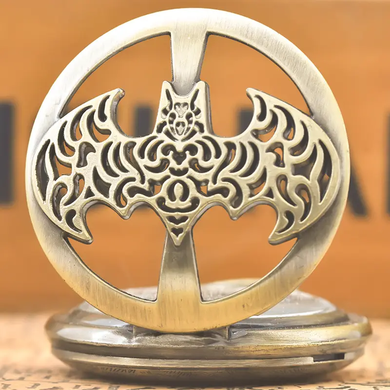 Retro Hollow Batman Pocket Watch with Quartz Movement
