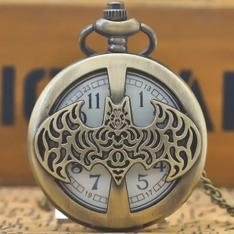 Retro Hollow Batman Pocket Watch with Quartz Movement