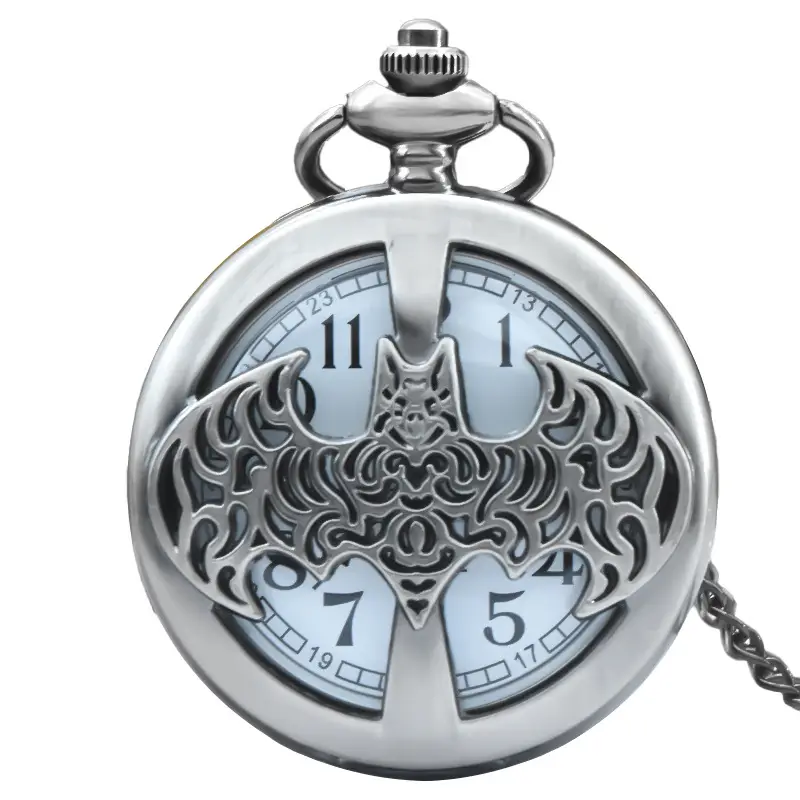 Retro Hollow Batman Pocket Watch with Quartz Movement