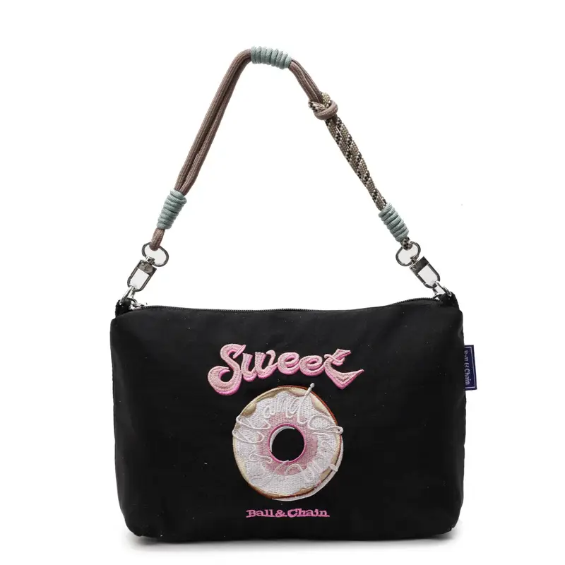 Sweet Donut Embroidered Crossbody Bag Black - Image 7