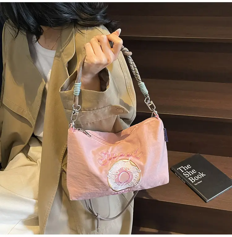 Sweet Donut Embroidered Crossbody Bag Black — feature 10
