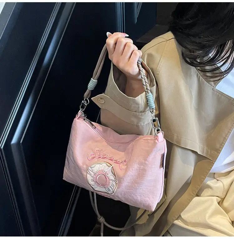 Sweet Donut Embroidered Crossbody Bag Black — feature 11