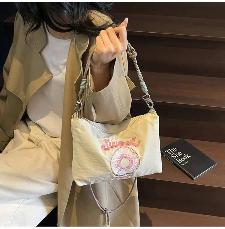 Sweet Donut Embroidered Crossbody Bag Black — feature 13