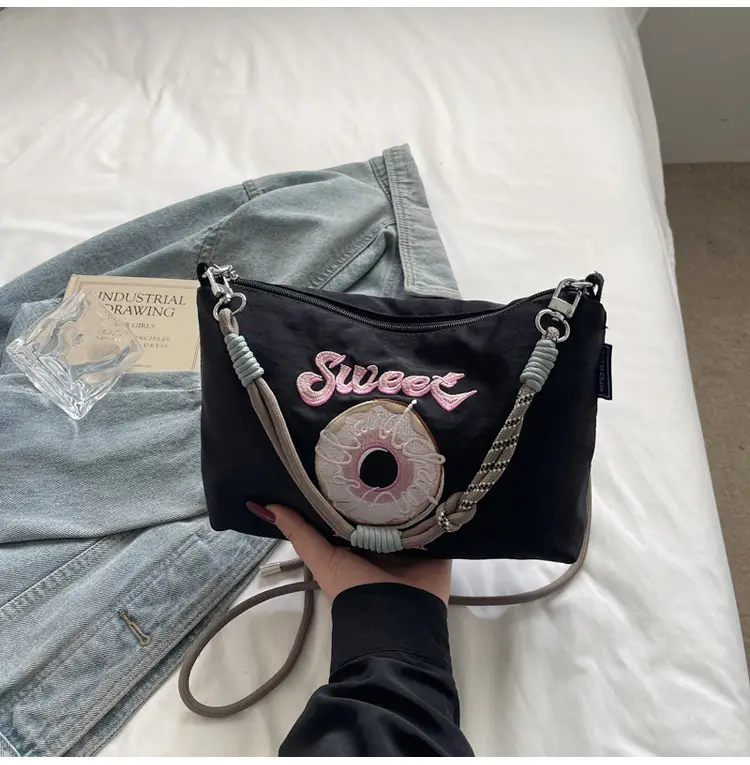 Sweet Donut Embroidered Crossbody Bag Black — feature 20