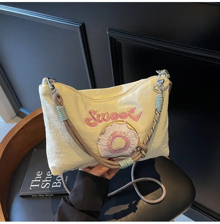 Sweet Donut Embroidered Crossbody Bag Black — feature 29