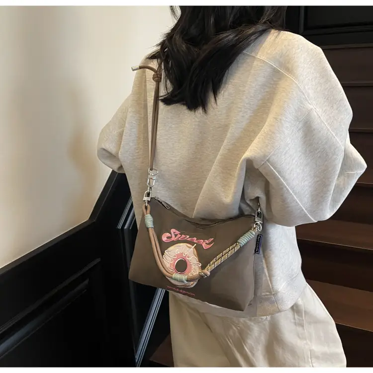 Sweet Donut Embroidered Crossbody Bag Black — feature 38