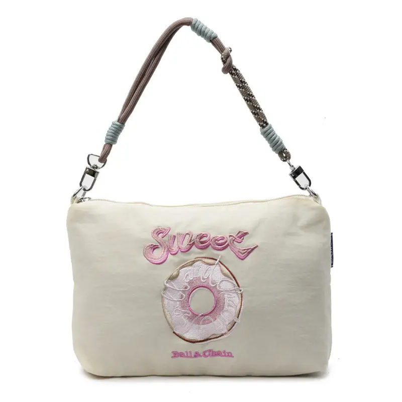 Sweet Donut Embroidered Crossbody Bag Black - Image 2