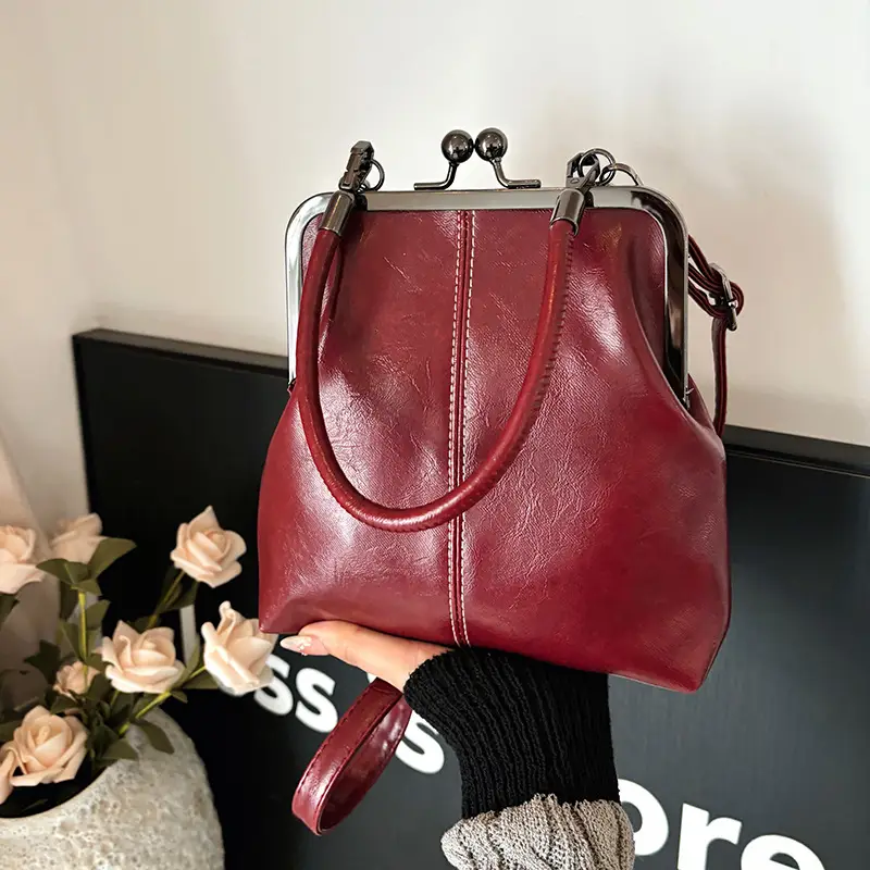 Retro Red Leather Shoulder Bag for Women 2025 - Image 4