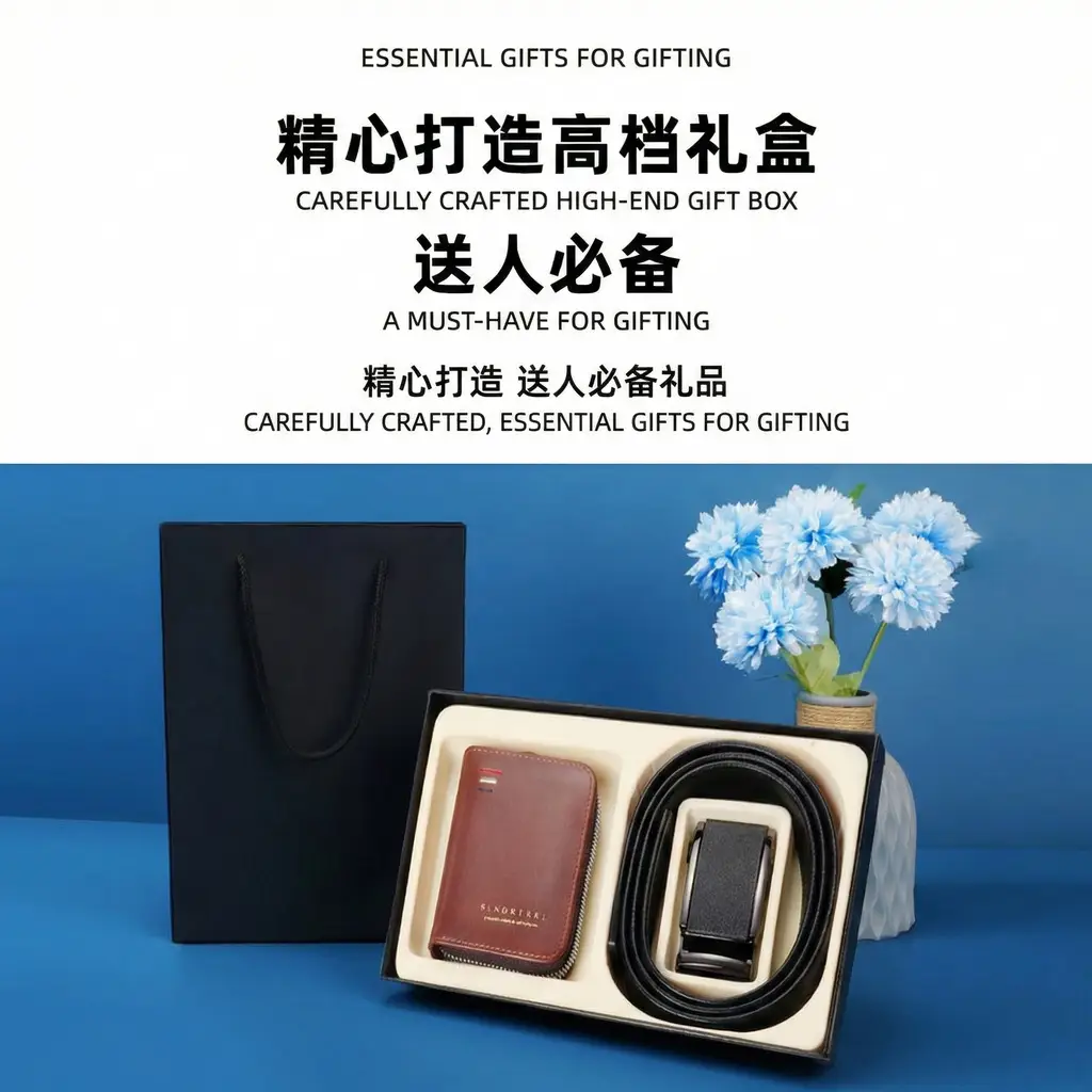 Men's High-End Belt Wallet Gift Box Set — feature 2