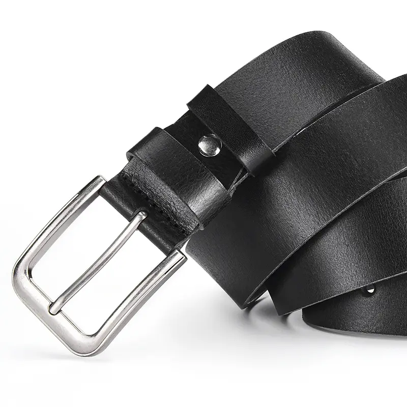 Men's Cowhide Leather Belt with Silver Buckle - Image 5