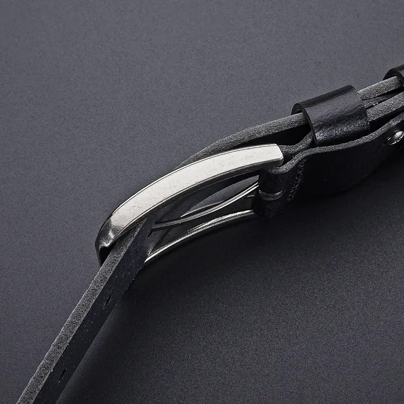 Men's Cowhide Leather Belt with Silver Buckle - Image 6