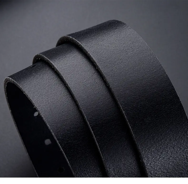Men's Cowhide Leather Belt with Silver Buckle — feature 11