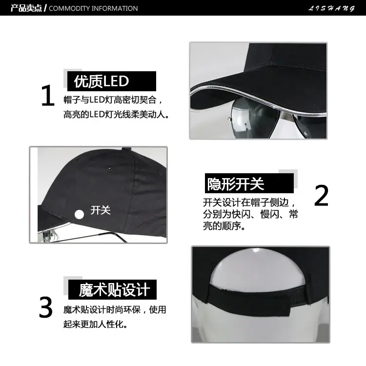 Black LED Light Baseball Cap for Men — feature 5