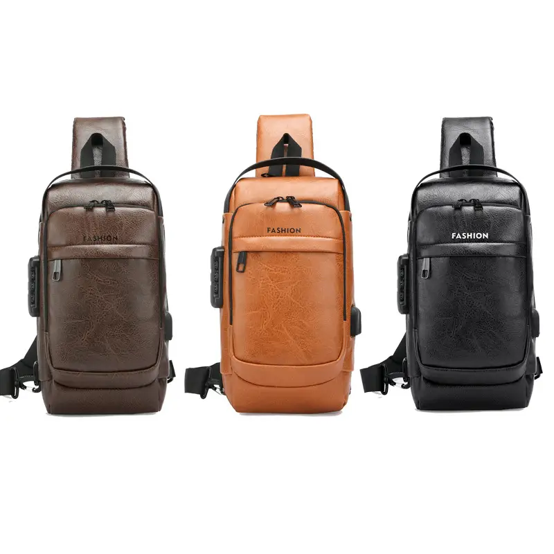 Men's Password Lock Chest Bag with USB Charging - Image 6