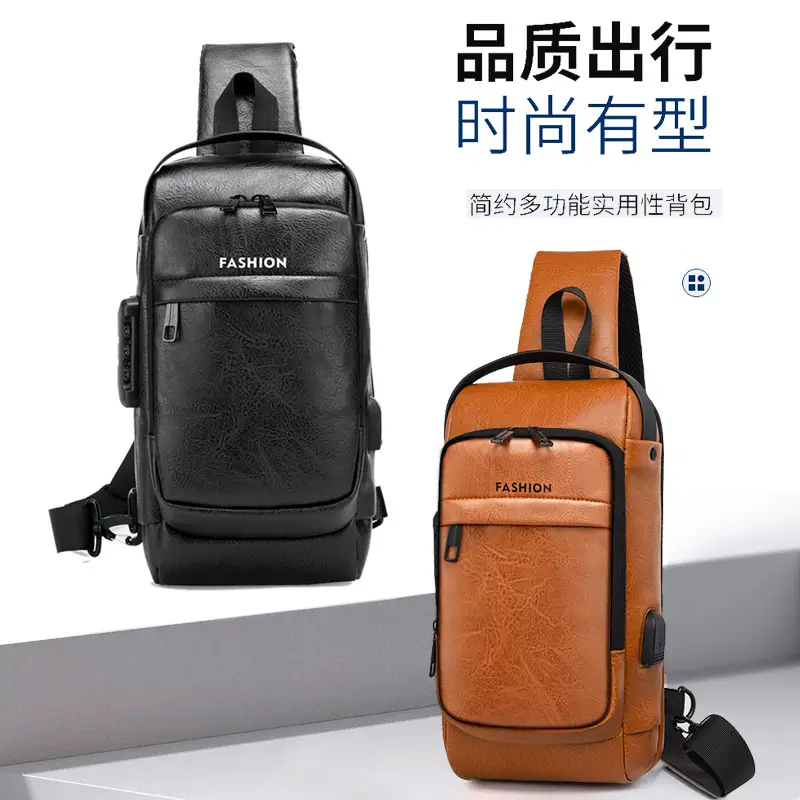 Men's Password Lock Chest Bag with USB Charging - Image 7