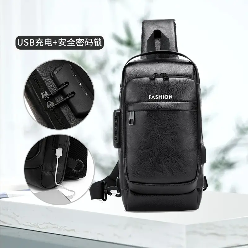 Men's Password Lock Chest Bag with USB Charging - Image 8