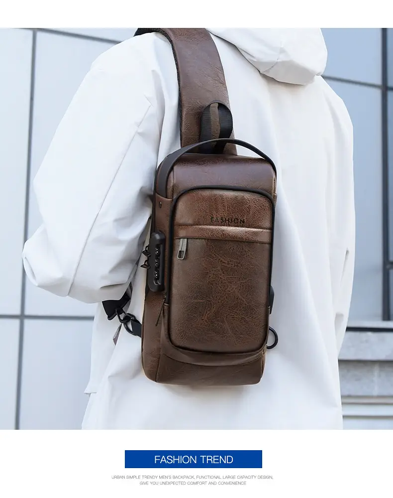Men's Password Lock Chest Bag with USB Charging — feature 18