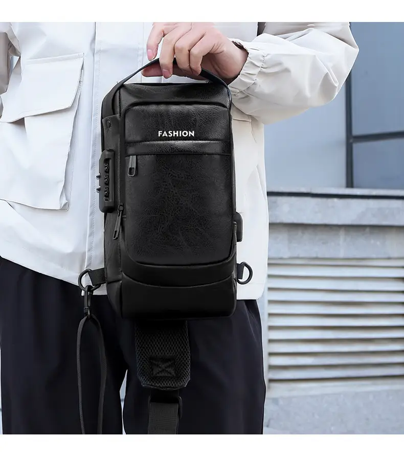 Men's Password Lock Chest Bag with USB Charging — feature 19