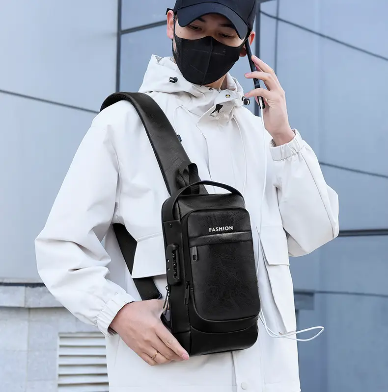 Men's Password Lock Chest Bag with USB Charging — feature 20