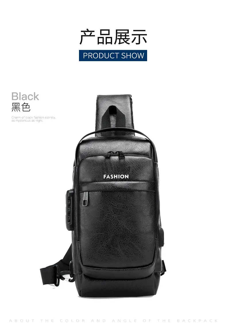 Men's Password Lock Chest Bag with USB Charging — feature 22